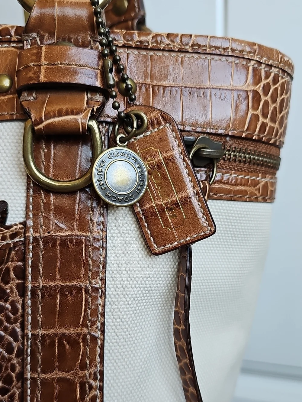 Coach 2006 Vintage Legacy Canvas & Croc Leather Pocket Tote 10648